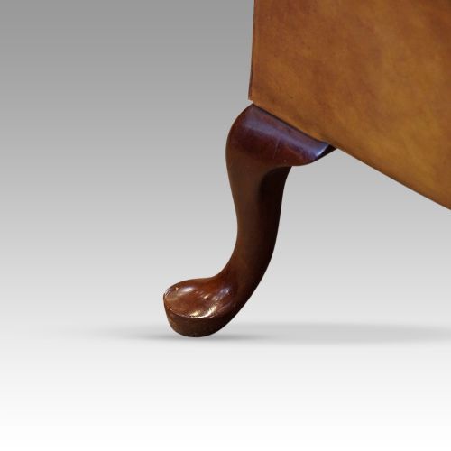 fig 2. Queen Anne style tan leather wingchair