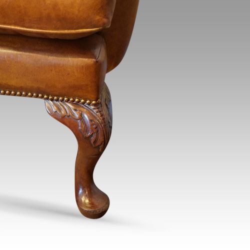 fig 3. Queen Anne style tan leather wingchair