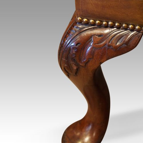 fig 4. Queen Anne style tan leather wingchair