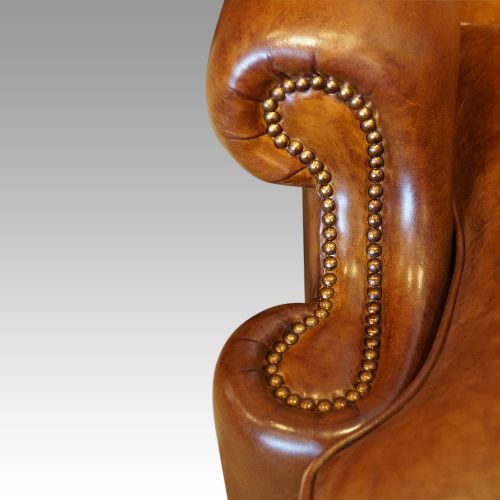 fig 7. Queen Anne style tan leather wingchair