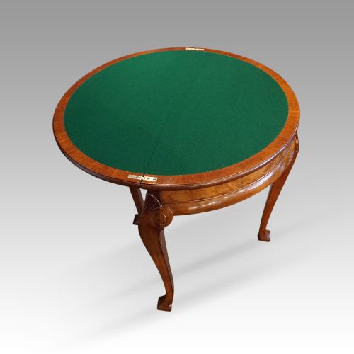 fig 1. 1920s walnut demi lune card table