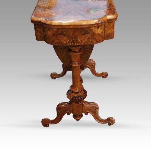 fig 2. Victorian inlaid walnut backgammon sewing table
