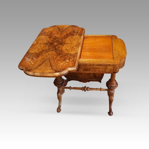 fig 5. Victorian inlaid walnut backgammon sewing table