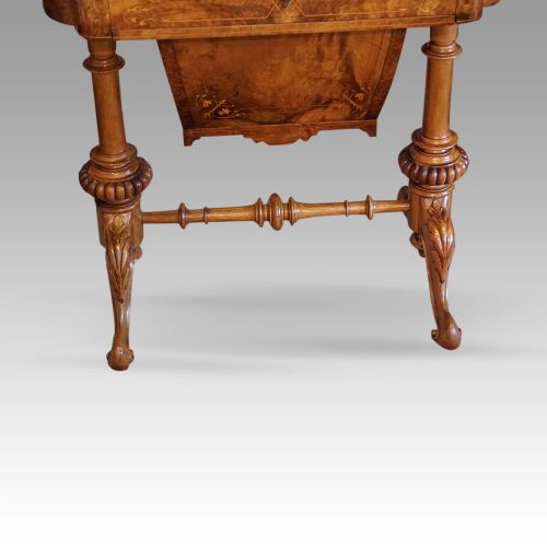 fig 8. Victorian inlaid walnut backgammon sewing table