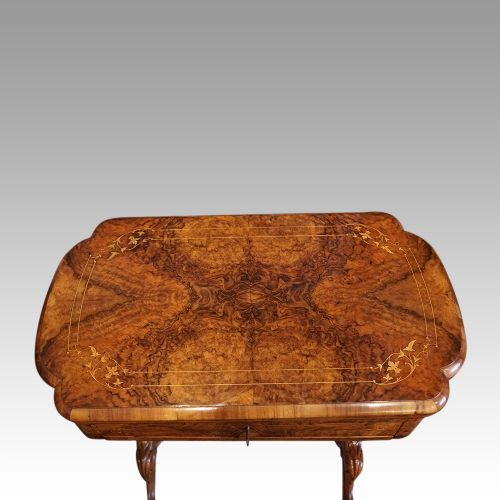 fig 9. Victorian inlaid walnut backgammon sewing table