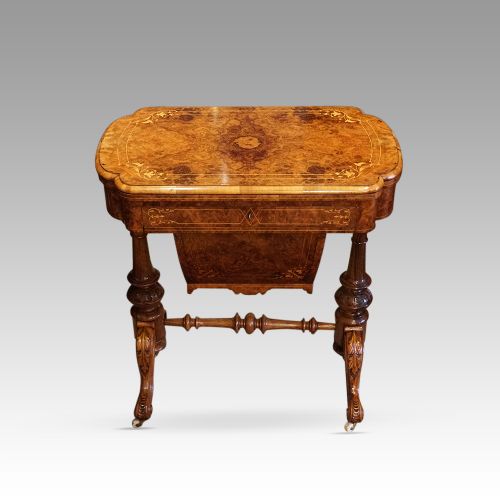 Victorian Walnut Games and Sewing Table