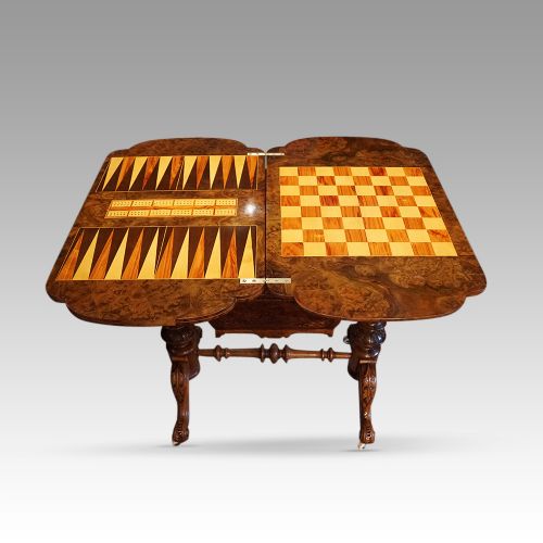 fig 6. Victorian walnut games and sewing table