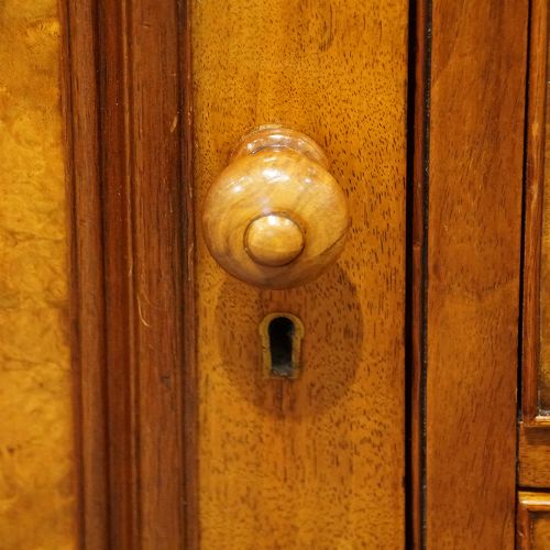 fig 2. Victorian burr walnut housekeeper’s wardrobe