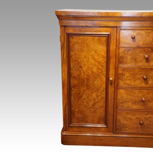 fig 4. Victorian burr walnut housekeeper’s wardrobe