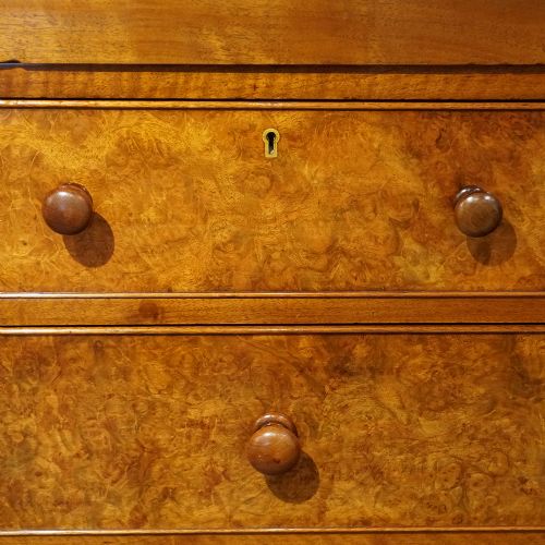 fig 7. Victorian burr walnut housekeeper’s wardrobe