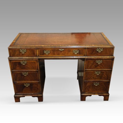 Georgian Style Walnut Pedestal Desk
