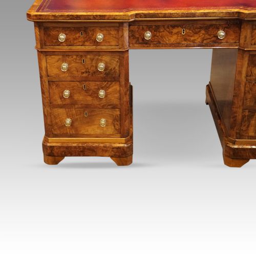 fig 2. Victorian burr walnut pedestal desk