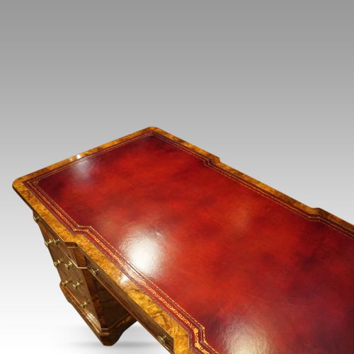 fig 3. Victorian burr walnut pedestal desk