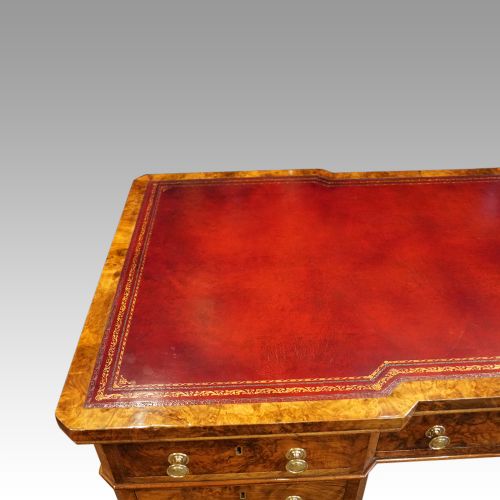 fig 4. Victorian burr walnut pedestal desk