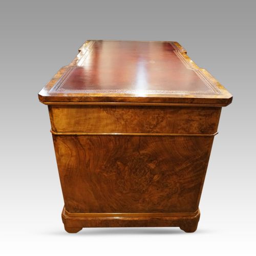 fig 5. Victorian burr walnut pedestal desk