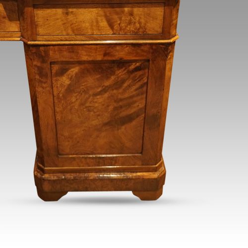 fig 6. Victorian burr walnut pedestal desk