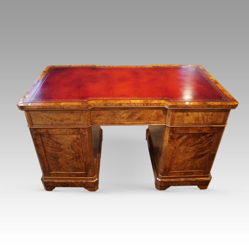 fig 7. Victorian burr walnut pedestal desk