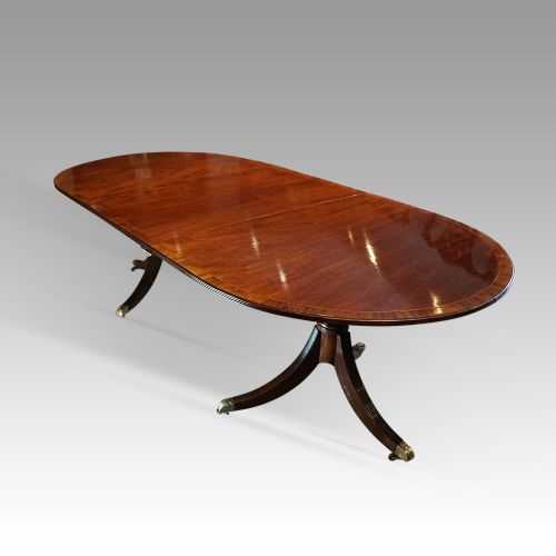 George VI Twin Pillar Cross-banded Dining Table