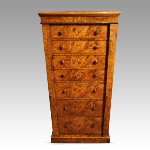 Victorian Burr Walnut Wellington Chest