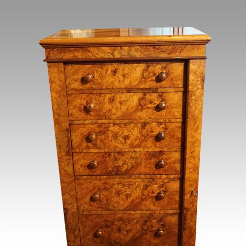 fig 1. Victorian burr walnut Wellington chest