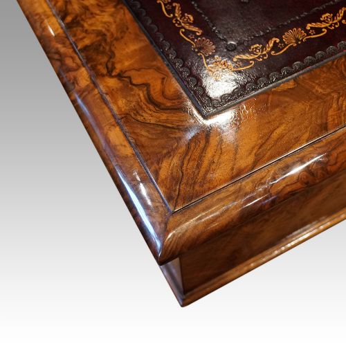 fig 1. Victorian burr walnut pedestal desk