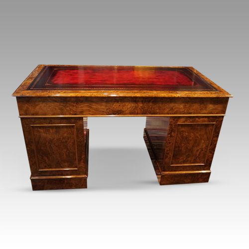fig 3. Victorian burr walnut pedestal desk
