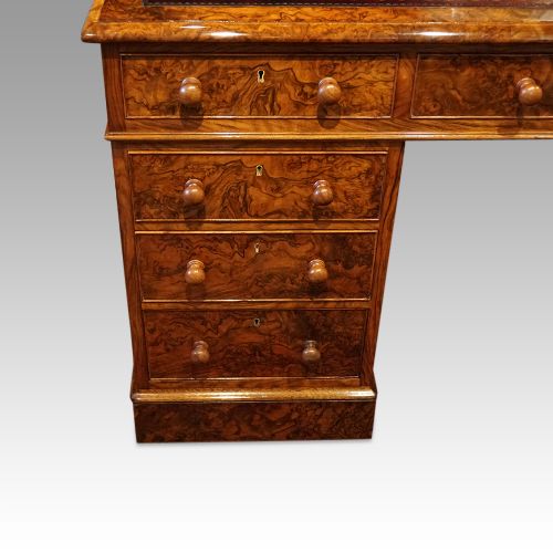 fig 5. Victorian burr walnut pedestal desk
