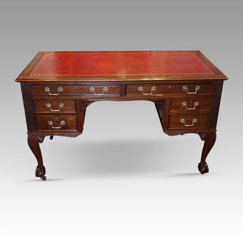 Edwardian Chippendale Mahogany Desk