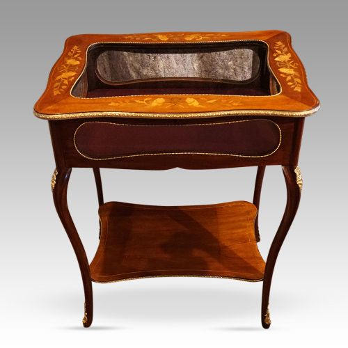 Victorian Mahogany Marquetry Bijouterie Cabinet