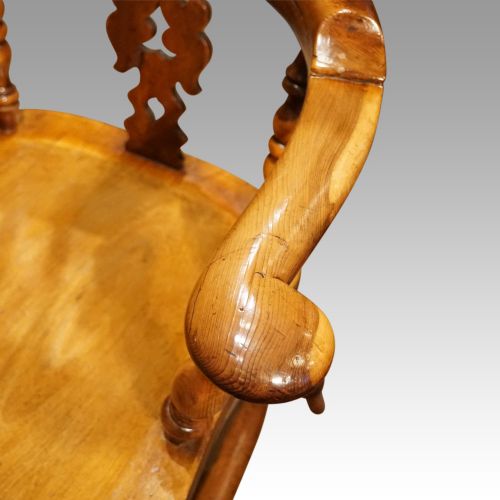 fig 1. Pair of Victorian Yew Broad Arm Windsor chairs
