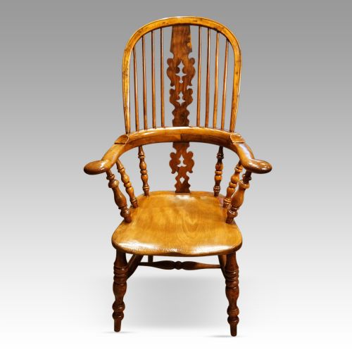 fig 8. Pair of Victorian Yew Broad Arm Windsor chairs