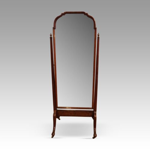 Edwardian Walnut Cheval Mirror