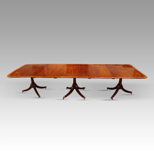 George V Mahogany Triple Pillar Dining Table