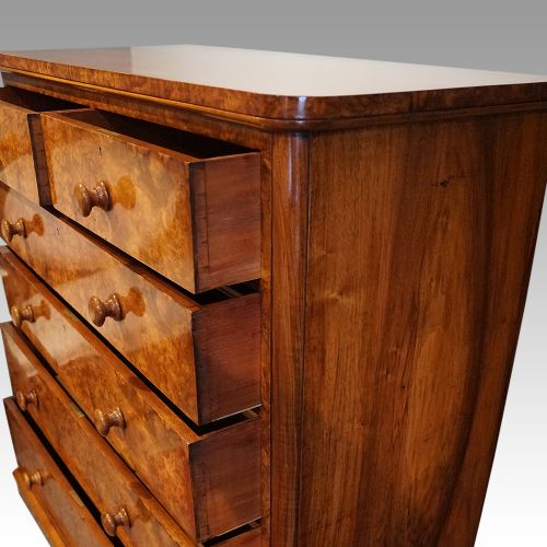 fig 3. Victorian burr walnut chest of drawers