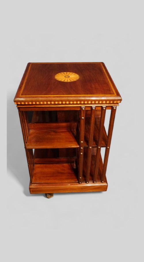 fig 6. Edwardian inlaid mahogany revolving bookcase