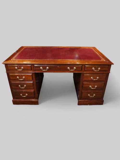 fig 6. Edwardian mahogany pedestal desk 153cms