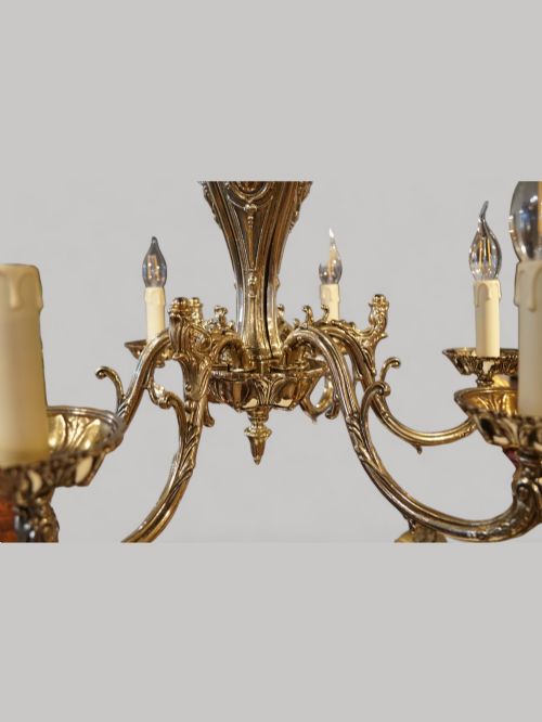 fig 2. Edwardian cast brass 6 branch chandelier