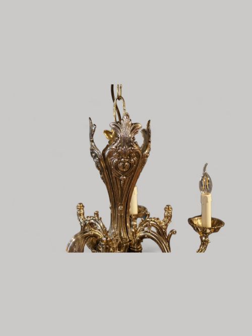 fig 4. Edwardian cast brass 6 branch chandelier