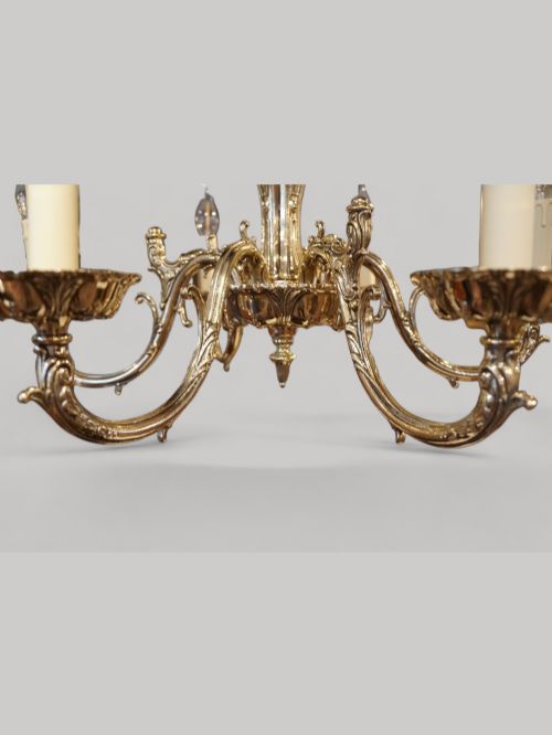fig 5. Edwardian cast brass 6 branch chandelier