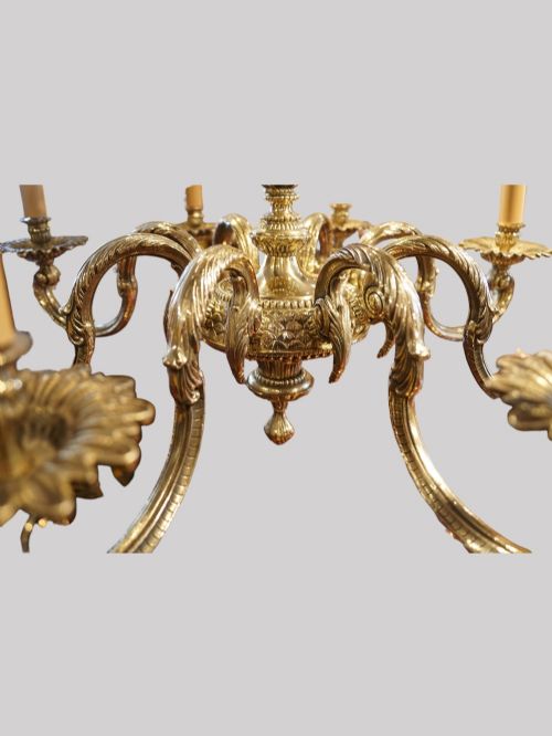fig 4. Edwardian cast brass 8 arm chandelier