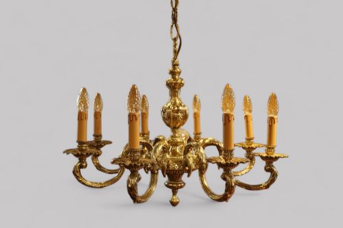 fig 7. Edwardian cast brass 8 arm chandelier