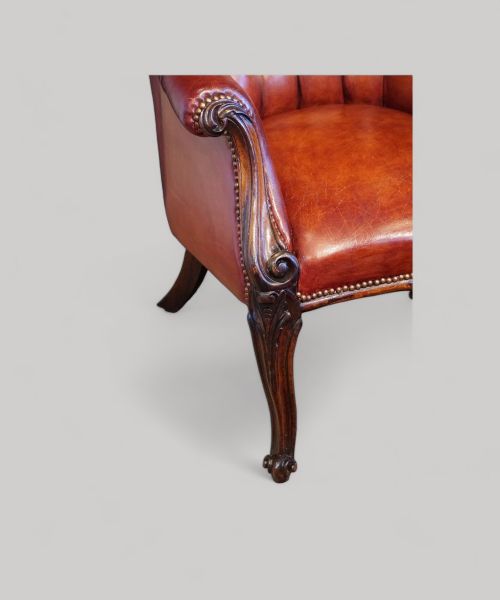 fig 2. Victorian rosewood button leather library chair
