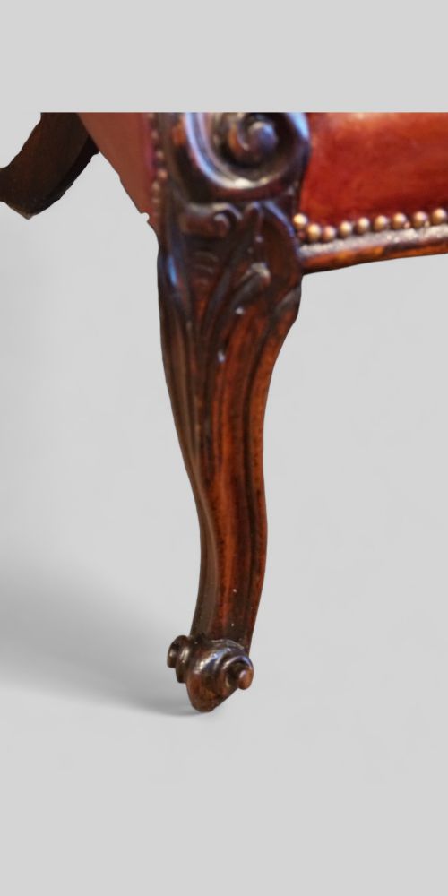 fig 3. Victorian rosewood button leather library chair