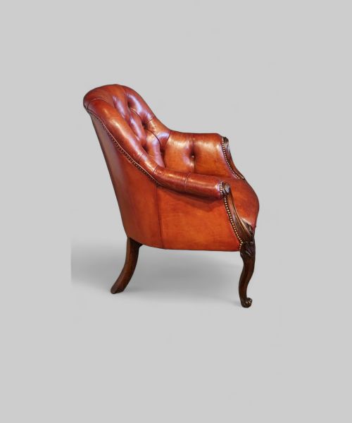 fig 5. Victorian rosewood button leather library chair