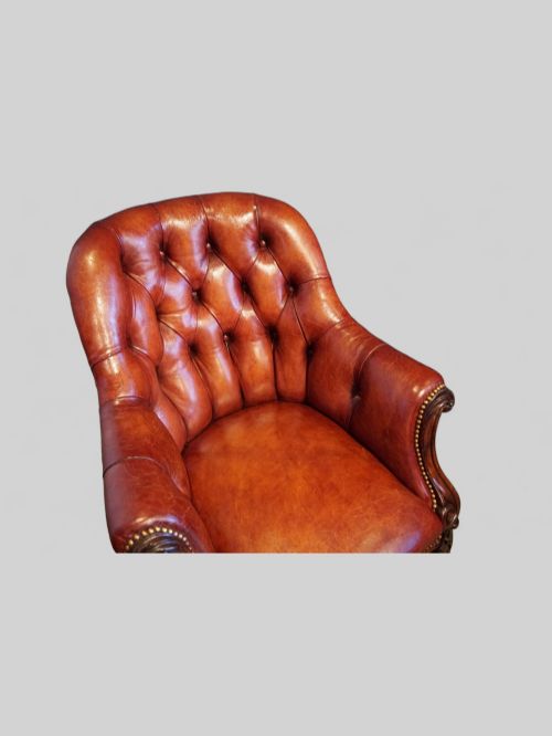 fig 6. Victorian rosewood button leather library chair