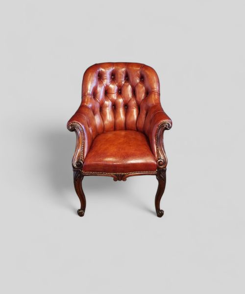 fig 7. Victorian rosewood button leather library chair