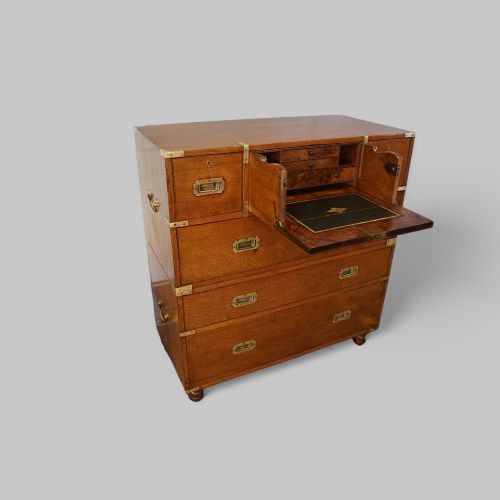 fig 9. Victorian oak secretaire campaign chest