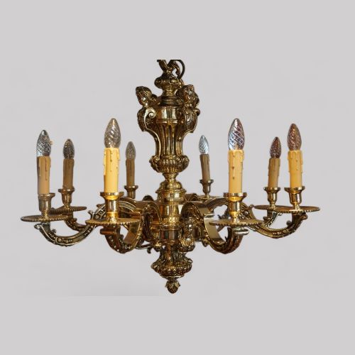 Antique Cast Bronze Mazarin Chandelier