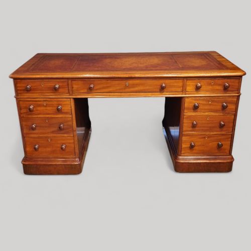 fig 7. Victorian mahogany pedestal desk 153cms