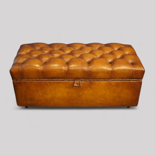 Victorian Buttoned Leather Ottoman